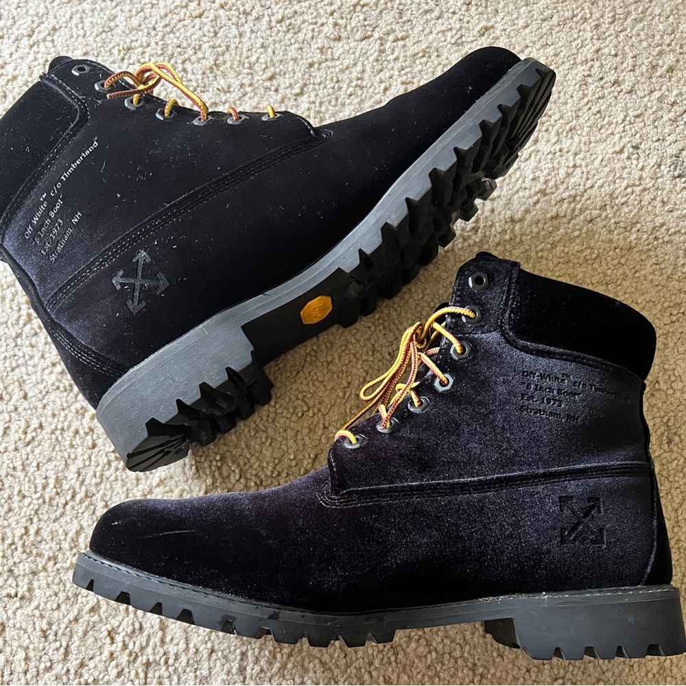 Timberland x Off-White Virgil Abloh (Mens 12) 6” Boot Black Velvet Limited Rare - Picture 1 of 9